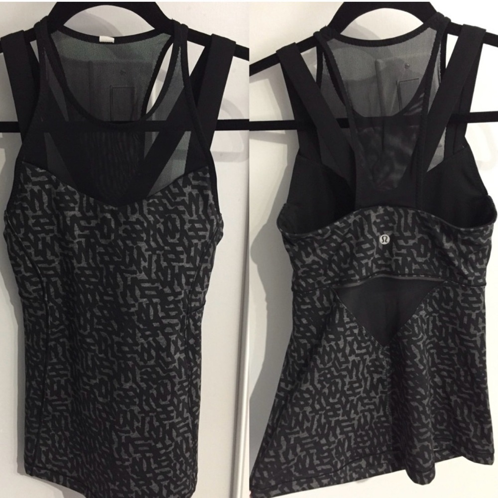 lululemon athletica Black and Gray Graphic Tank Top